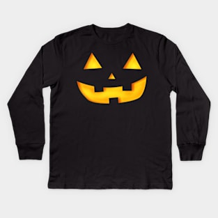 Pumpkin Face Halloween Kids Long Sleeve T-Shirt